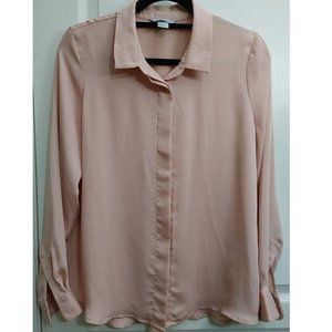 H&M LONG SLEEVE PINK GLOSSY COLLARED SHIRT (US 12)